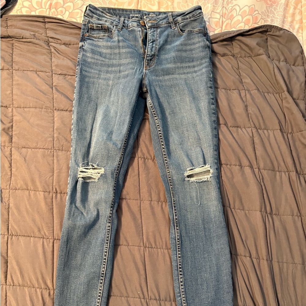 Old Navy Blue Distressed Skinny Jeans